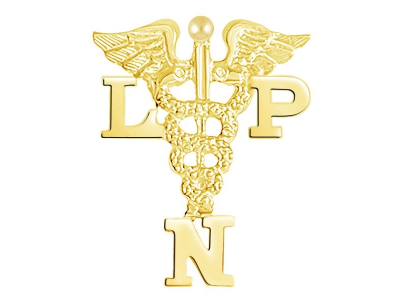 14K Yellow Gold LPN Nursing Pin - NursingPin.com