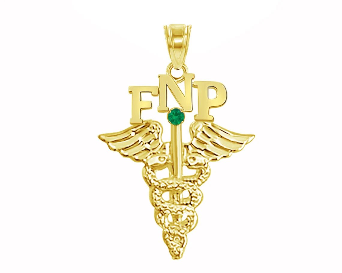 Family Nurse Practitioner FNP 14K Gold Charm - NursingPin.com