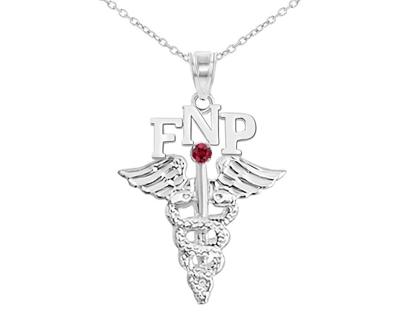 Family Nurse Practitioner FNP Necklace in Silver - NursingPin.com