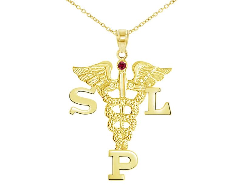 Speech Language Pathologist SLP Necklace | 14K Yellow Gold