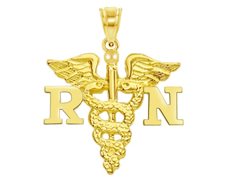 Registered Nurse RN Charm Solid 14K Gold