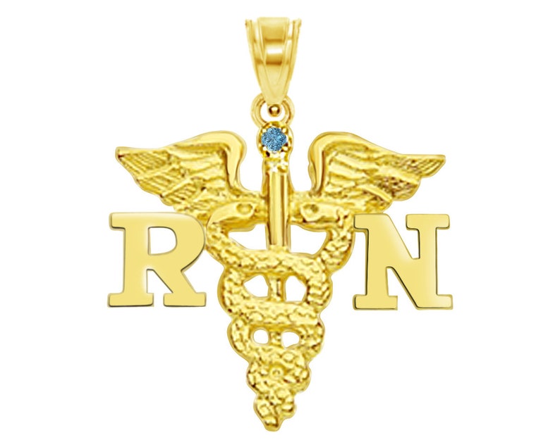 Registered Nurse RN Charm Solid 14K Gold