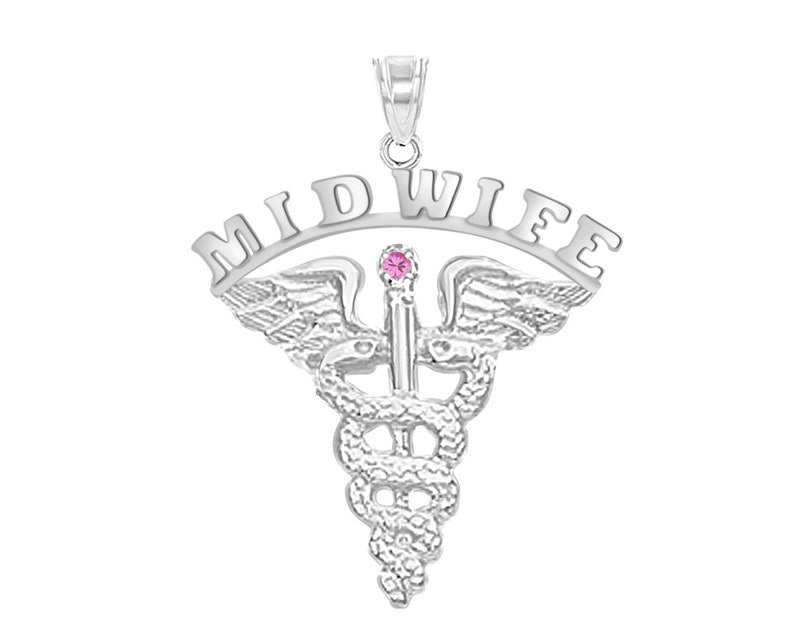 Midwife Graduation Silver Charm Pendant - NursingPin.com
