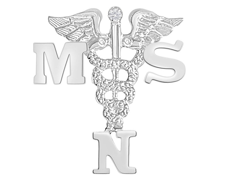 MSN Nursing Pin for Graduation in Silver - NursingPin.com