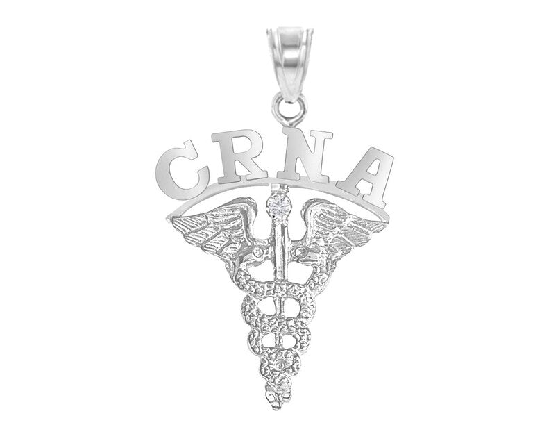 Nurse Anesthetists CRNA Charm in Silver - NursingPin.com
