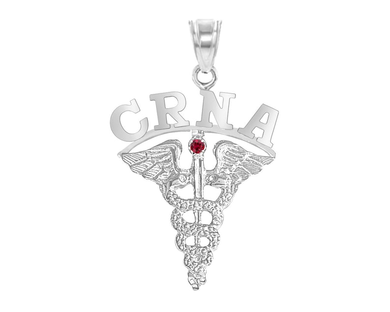 Nurse Anesthetists CRNA Charm in Silver - NursingPin.com