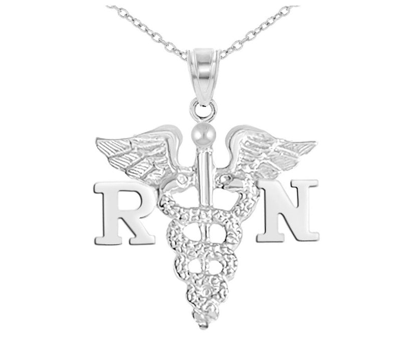 Registered Nurse RN Silver Necklace Gift - NursingPin.com