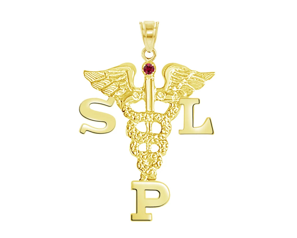 14K Gold SLP Charm | Speech Language Pathologist - NursingPin.com