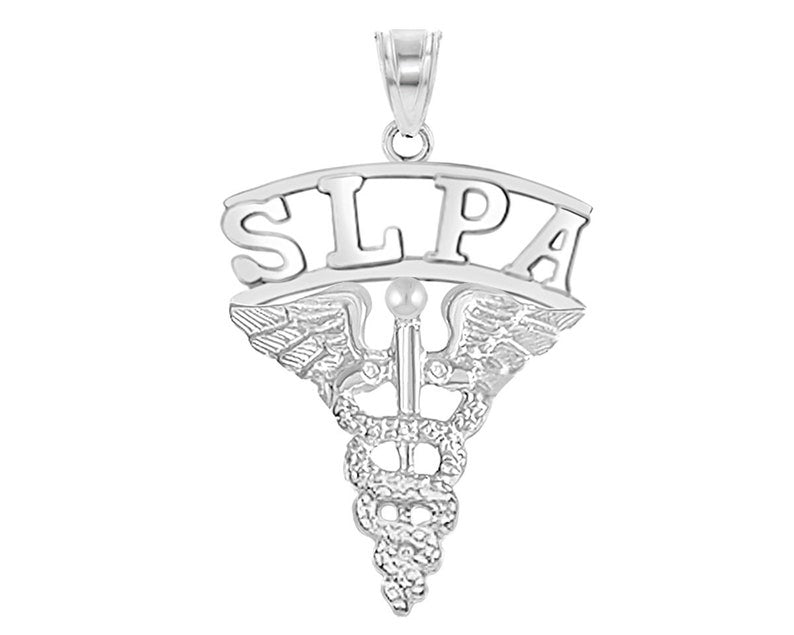 SLPA Speech Graduation Charm in Silver - NursingPin.com